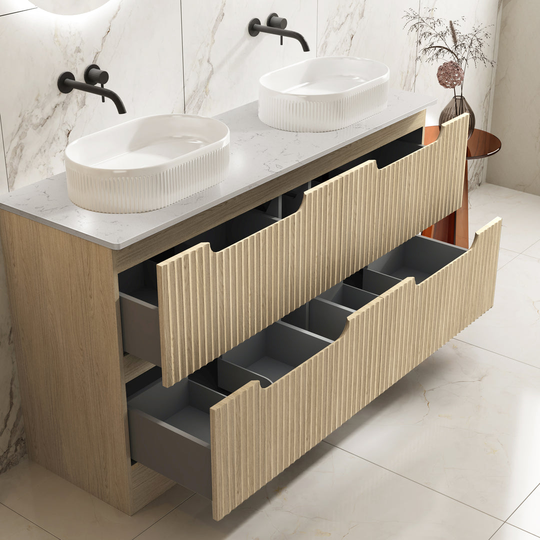 Fluted Rhea 1500mm Freestanding Cabinet - Natural Oak