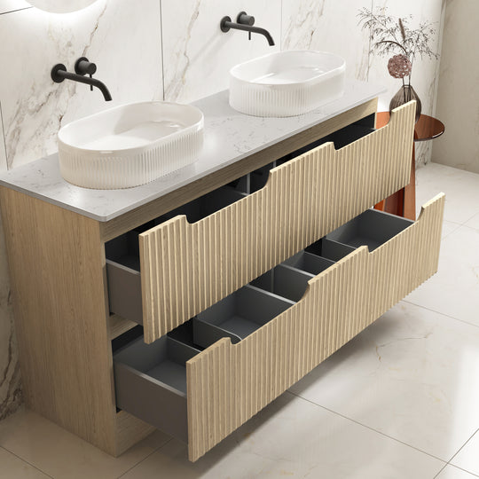 Fluted Rhea 1500mm Freestanding Cabinet - Natural Oak