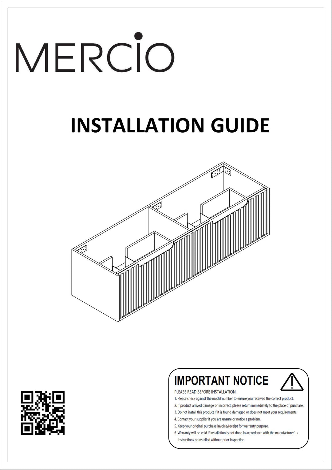RH 1500mm Wall-Hung Vanity – Installation Instructions