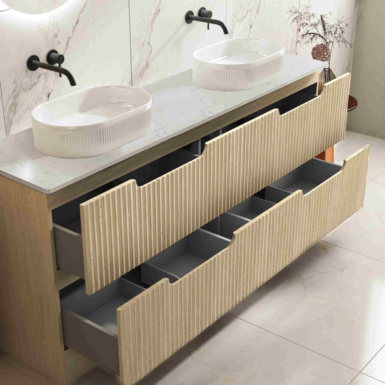 Fluted Rhea 1800mm Freestanding Cabinet - Natural Oak
