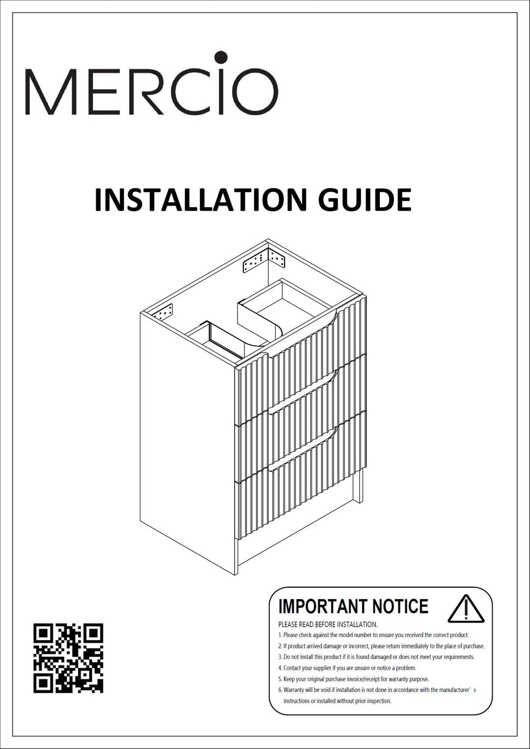 RH 600, 750 & 900mm Floor-Mounted Vanity – Installation Instructions