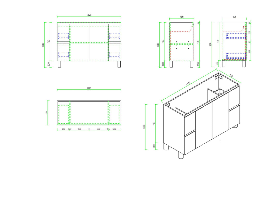 RITA 1200mm Freestanding Cabinet - Elegant Oak