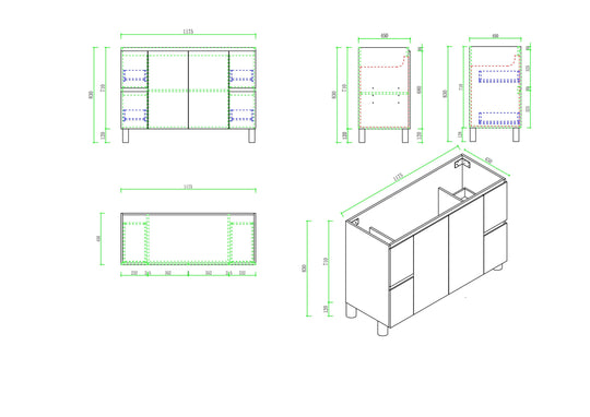 RITA 1200mm Freestanding Cabinet - Elegant Oak