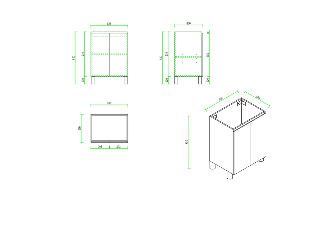 RITA 600mm Freestanding Cabinet - Elegant Oak