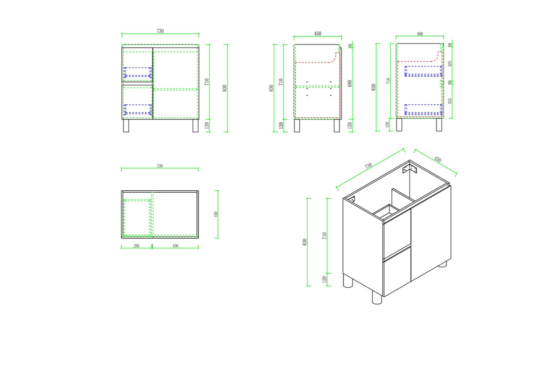 RITA 750mm Freestanding Cabinet (LHD)- Elegant Oak