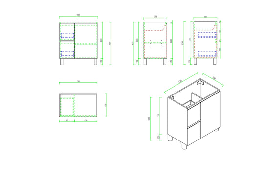 RITA 750mm Freestanding Cabinet (LHD)- Elegant Oak