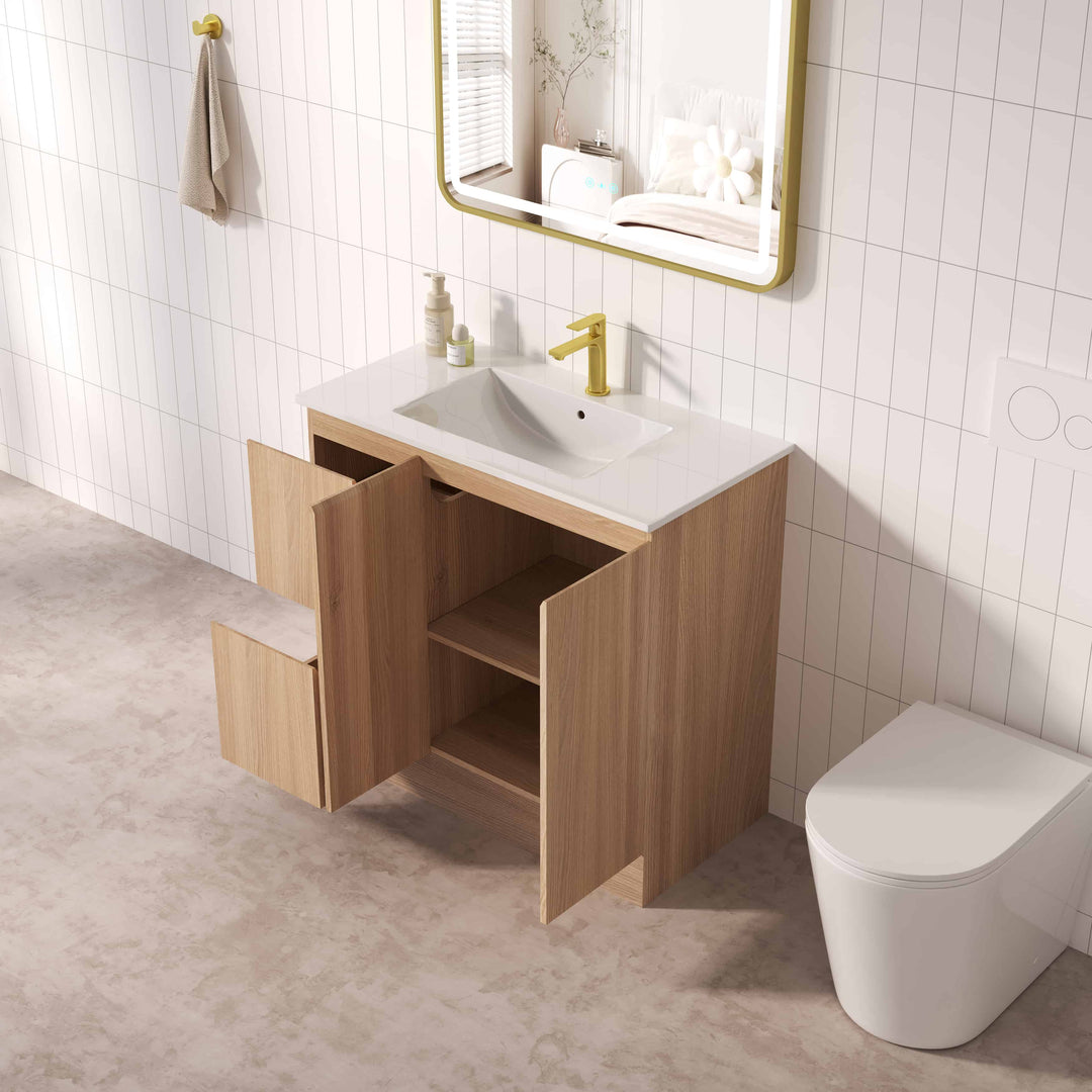 RITA 900mm Freestanding Cabinet (LHD)- Elegant Oak