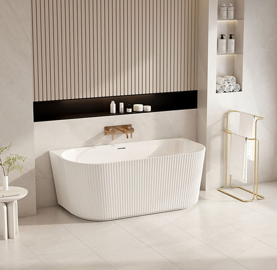 Rose Fluted Back-to-Wall Bathtub - Matt White