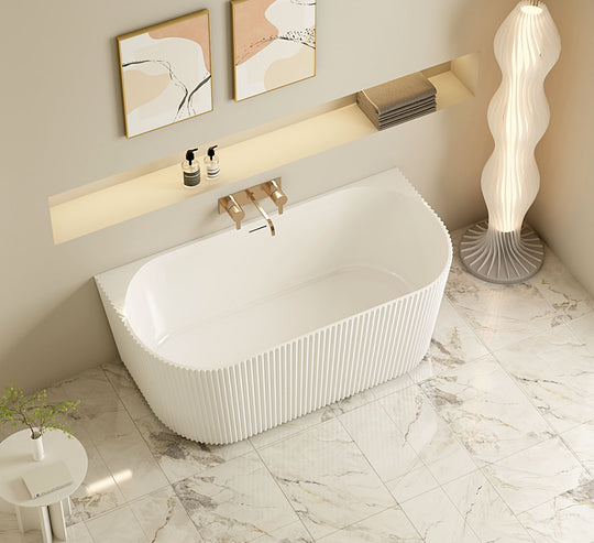 Rose Fluted Back-to-Wall Bathtub - Matt White