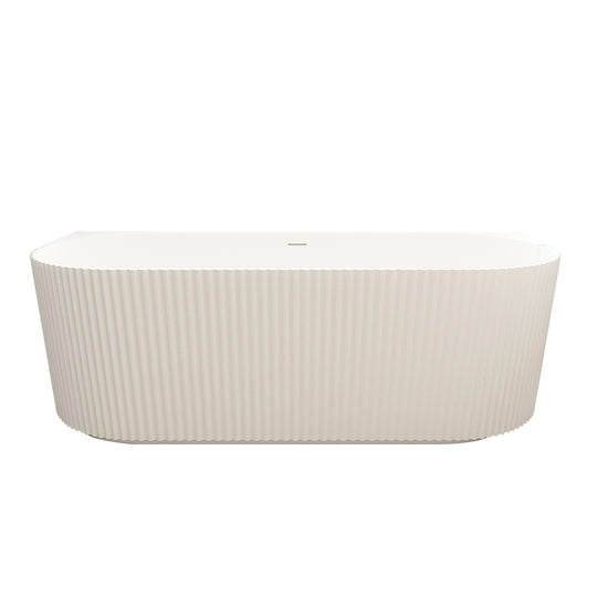 Rose Fluted Back-to-Wall Bathtub - Matt White