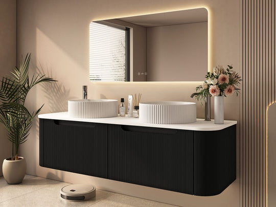 Rome 1500mm Wall-Hung Cabinet - Matt Black