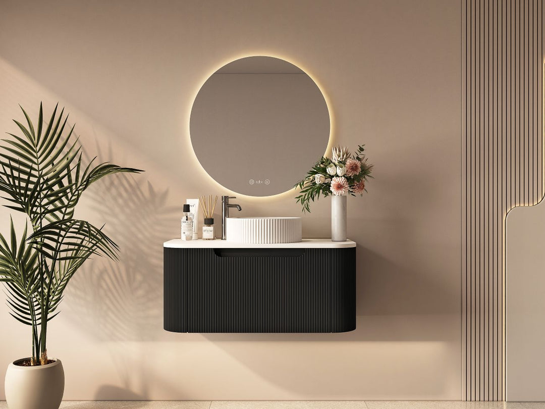 Rome 900mm Wall-Hung Cabinet - Matt Black