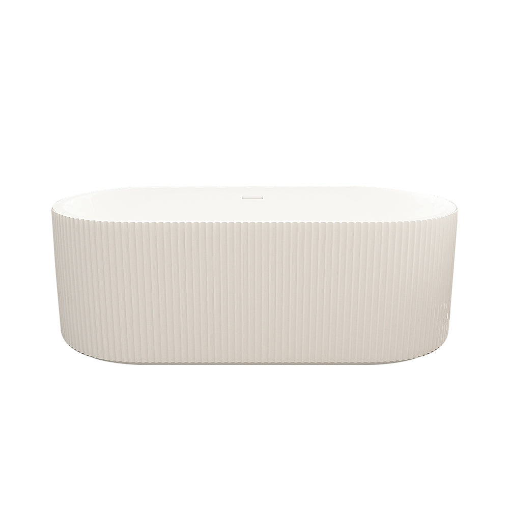 Rose Fluted V-Groove Freestanding Bathtub - Matt White