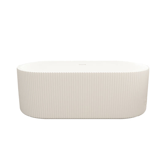 Rose Fluted V-Groove Freestanding Bathtub - Matt White