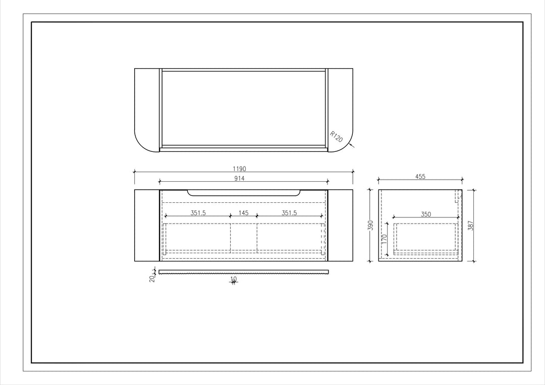 Rome 1200mm Wall-Hung Cabinet - Matt Black