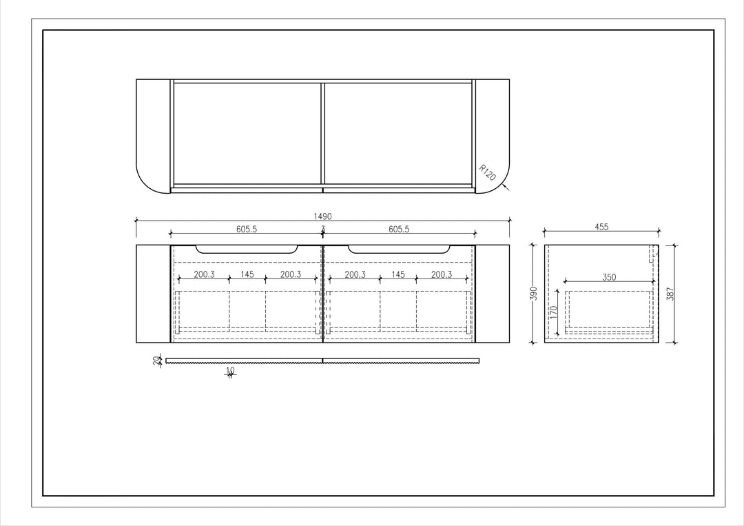 Rome 1500mm Wall-Hung Cabinet - Matt White