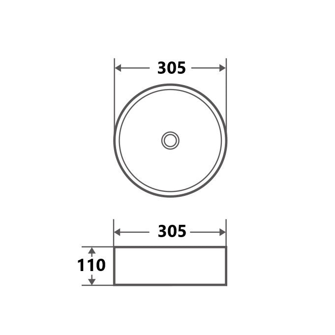 Sasso 30 Counter-top Round Basin - Matt Black