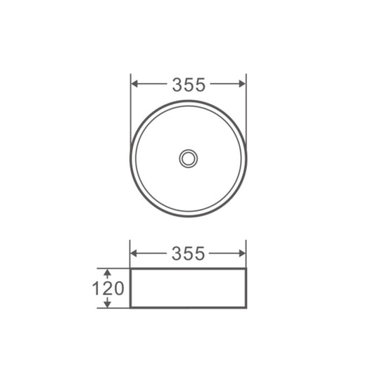 Sasso 31 Counter-top Round Basin - Touchline Black