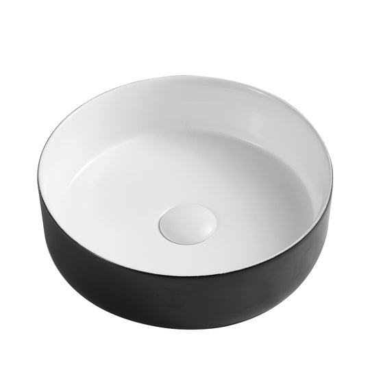 Sasso 34 Counter-top Round Basin - Black & White