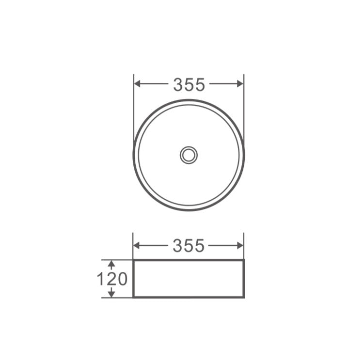 Sasso 34 Counter-top Round Basin - Matt Black