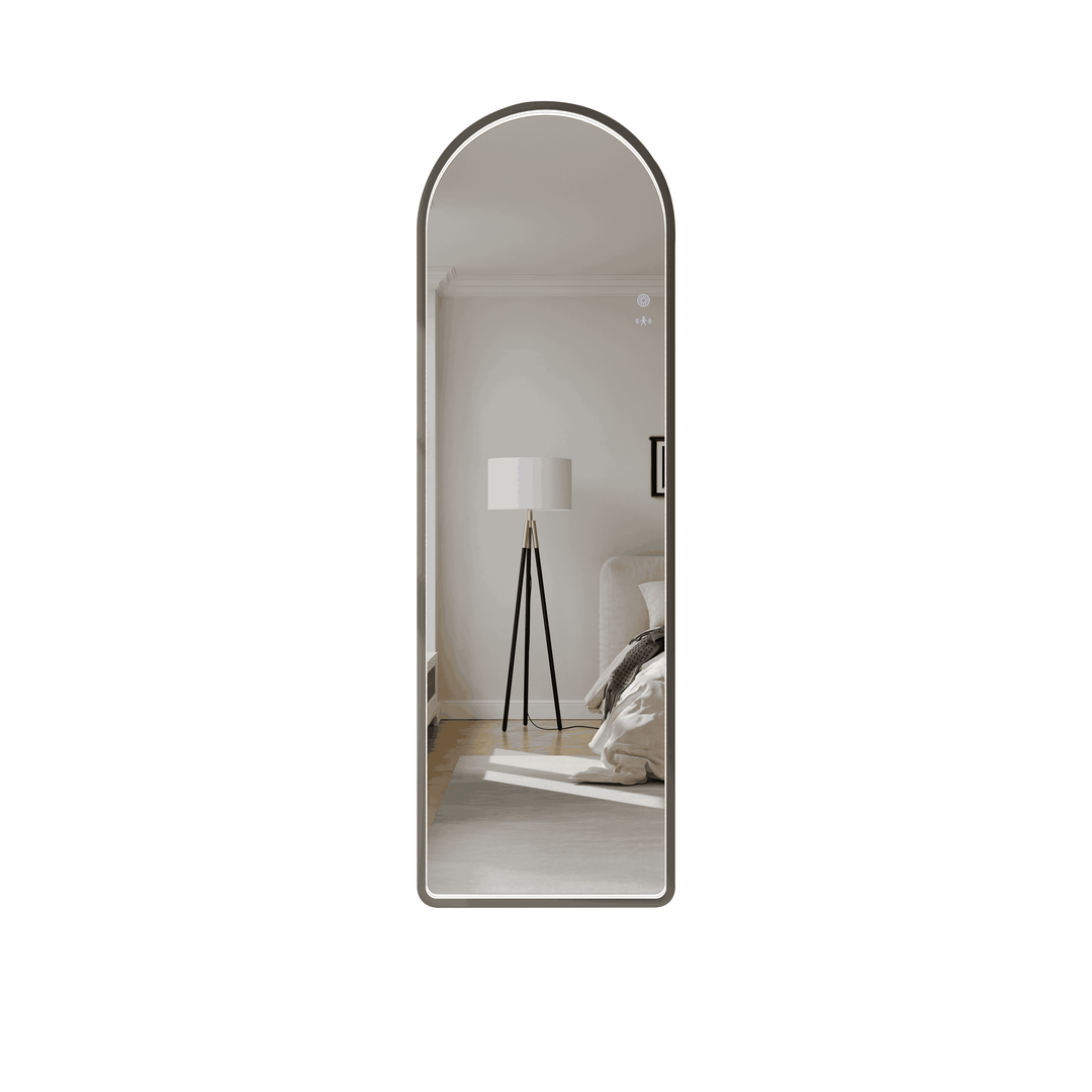 Saga 500×1600mm Freestanding LED Arch Mirror - Gun Metal