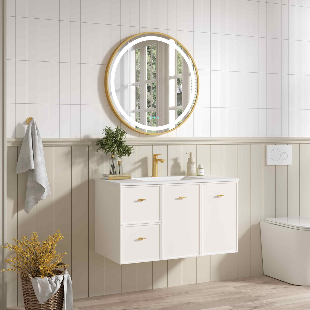 Seattle 900mm Wall-Hung Cabinet - Matt White