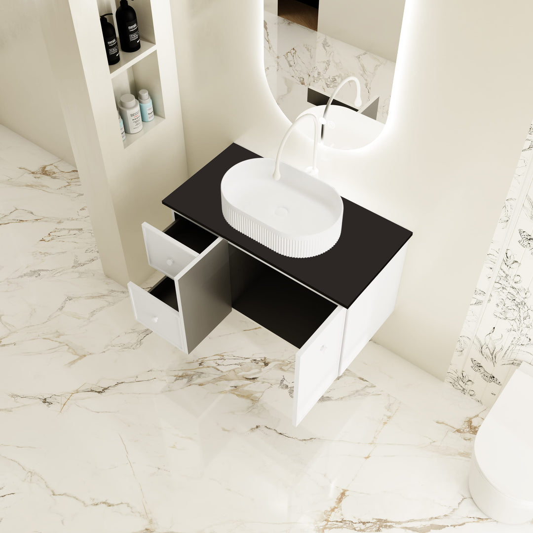 Seattle 900mm Wall-Hung Cabinet - Matt White
