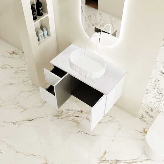 Seattle 900mm Wall-Hung Cabinet - Matt White