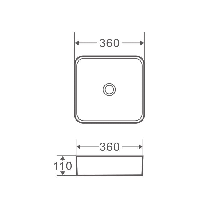 SQ 36 Above Counter Square Basin