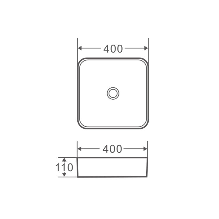 SQ 40 Above Counter Square Basin