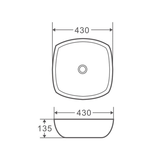 SQ 43 Above Counter Square Basin