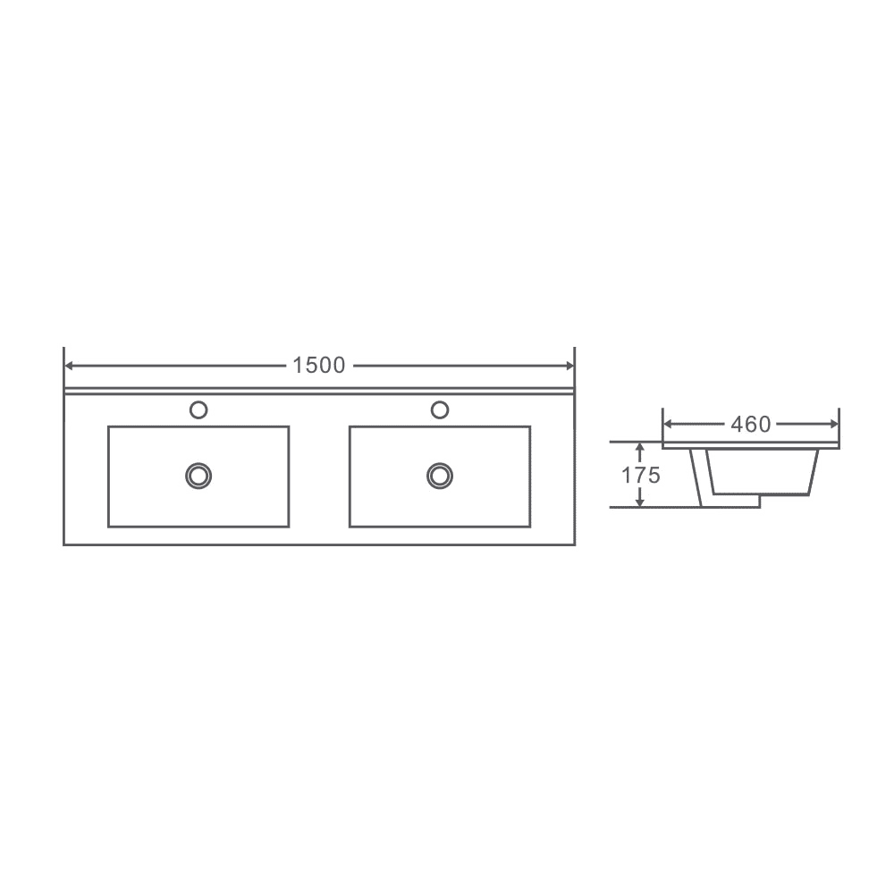 Mercio 1500mm Double Bowl Ceramic Top Vanity Basin