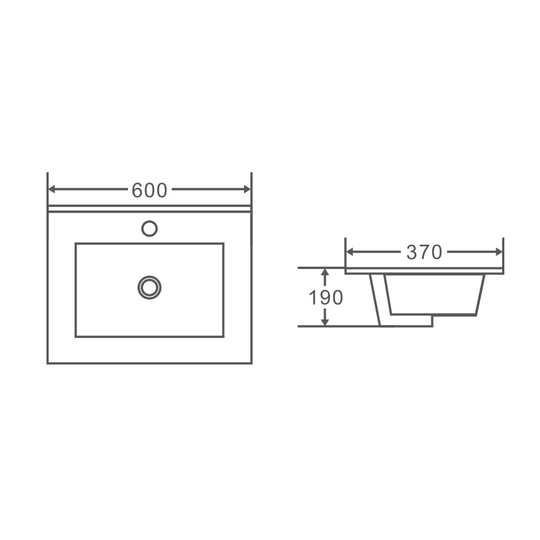 Mercio 600mm Slim Ceramic Top Vanity Basin