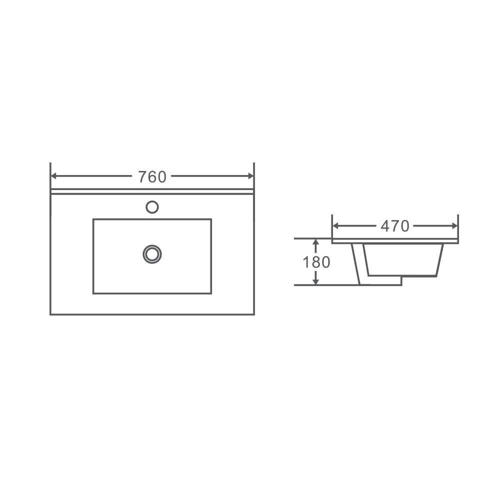 BIANCA 750mm PVC Wall-Hung Vanity (RHD)