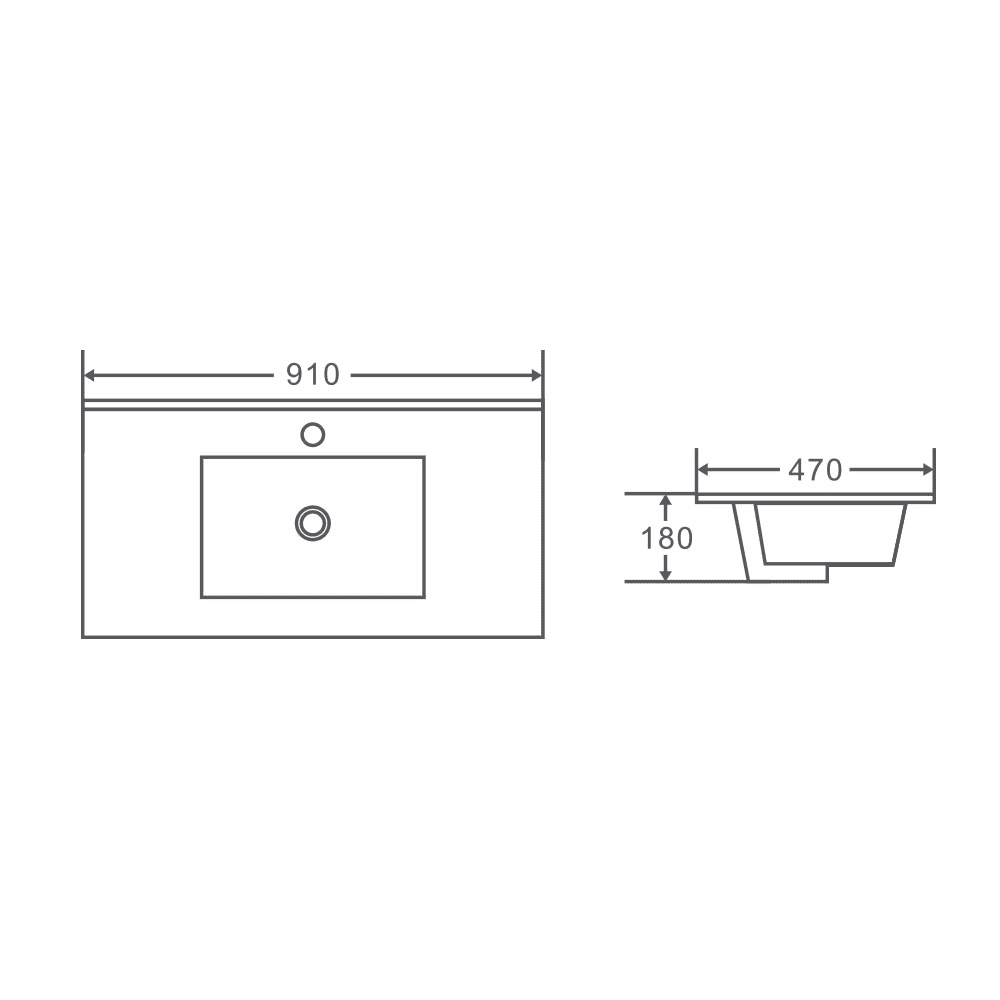 BIANCA 900mm PVC Wall-Hung Vanity (LHD)