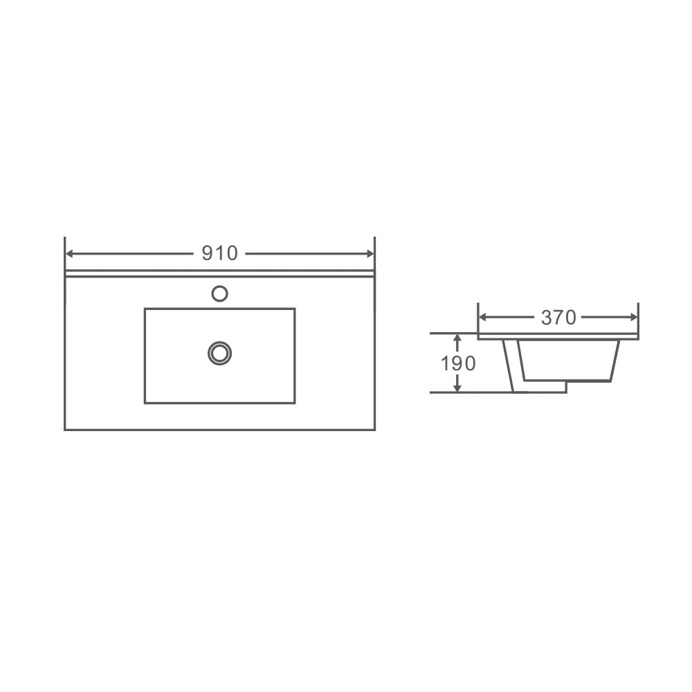 Meuble-lavabo sur pied BIANCA MDF SLIM 900 mm blanc brillant