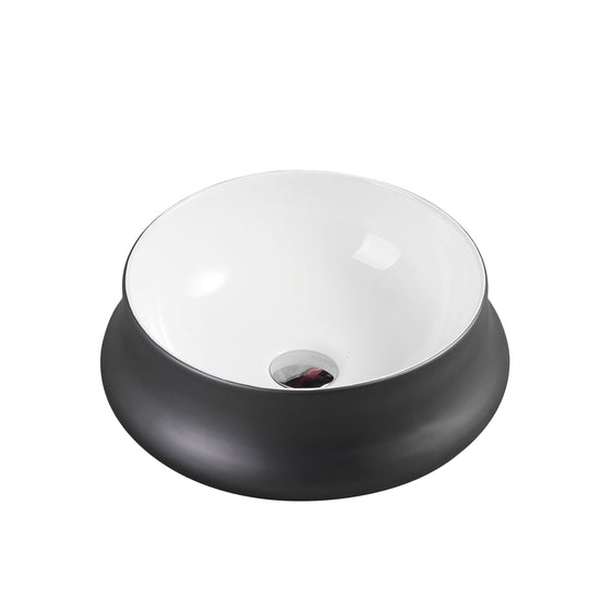 Trier 32 Counter-Top Round Basin - White with Gunmetal Finishing