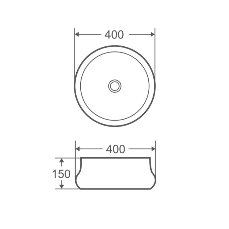 Trier 32 Counter-Top Round Basin - White with Gunmetal Finishing