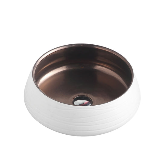 Trier 74 Counter-Top Round Basin - Bronze with Art Matt White