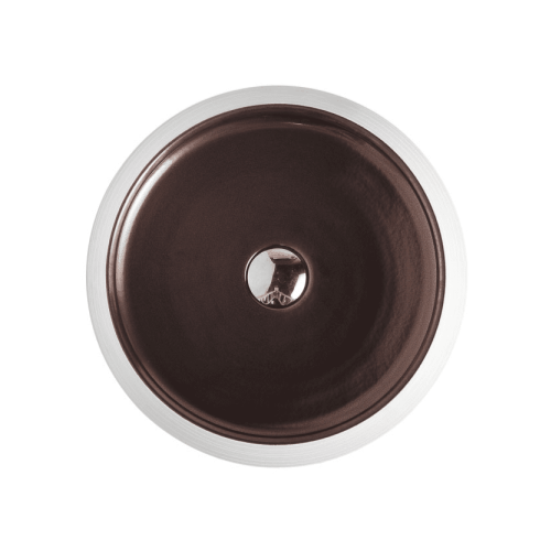 Trier 74 Counter-Top Round Basin - Bronze with Art Matt White