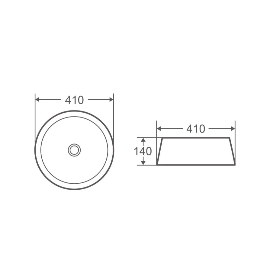 Trier 74 Counter-Top Round Basin - Bronze with Art Matt White