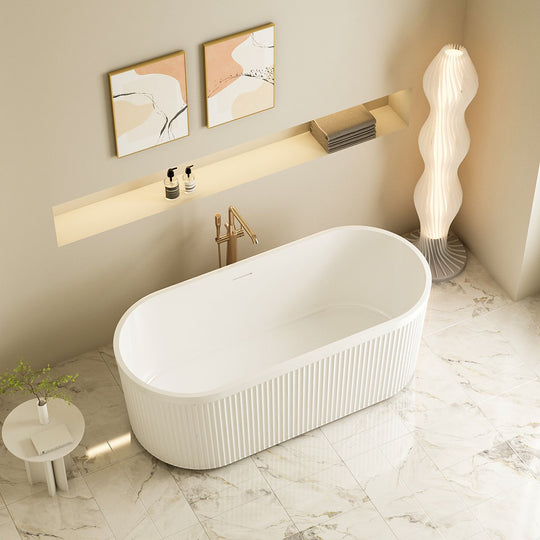 Tyler Freestanding Fluted Bathtub – Gloss White