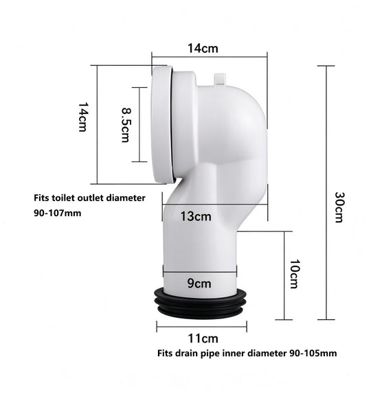 S-Trap Set-Out Pipe 85–105mm for Kyoto Toilet