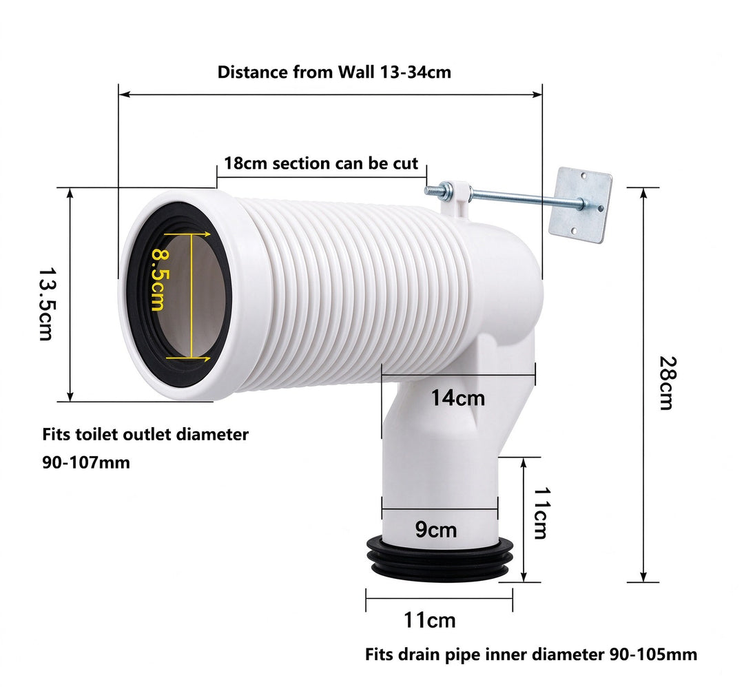 S-Trap Set-Out Pipe 95–125 for Kyoto Toilet