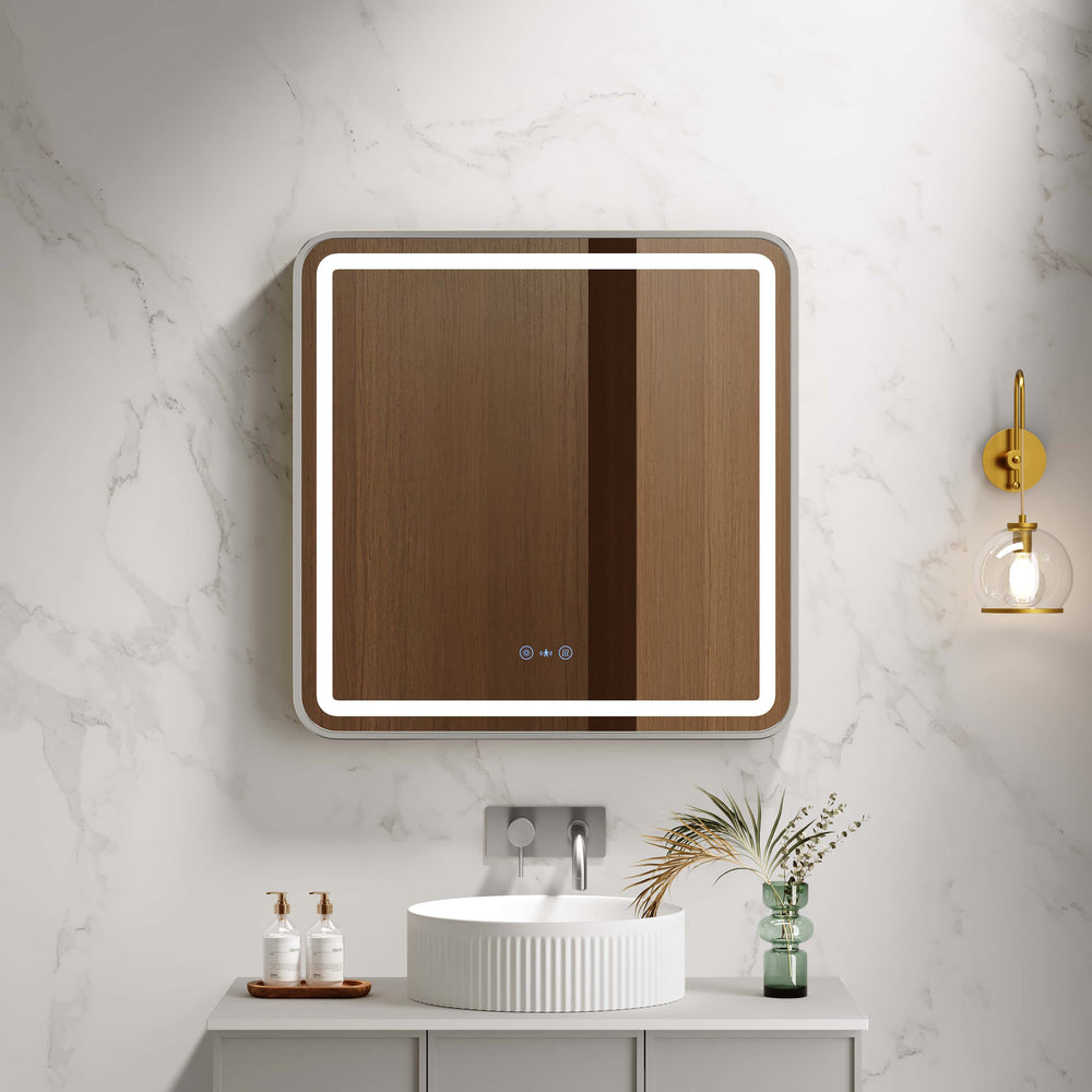 Venus 600×750 / 750×900 / 1200×750mm LED Rectangular Mirror – Brushed Nickel Frame
