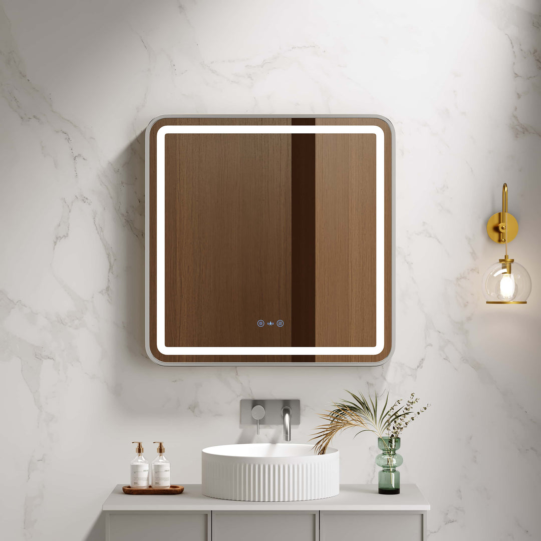 Venus 600×750 / 750×900 / 1200×750mm LED Rectangular Mirror – Brushed Nickel Frame