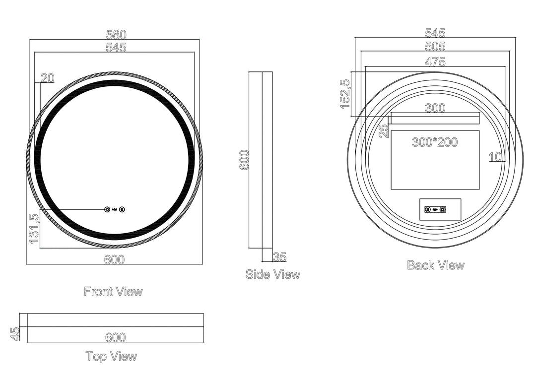 Venus 600/750/900mm LED Round Mirror – Brushed Gold Frame