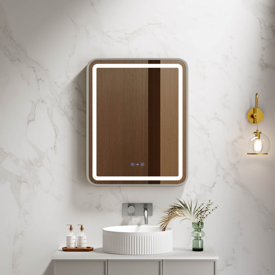 Venus 600×750 / 750×900 / 1200×750mm LED Rectangular Mirror – Brushed Nickel Frame
