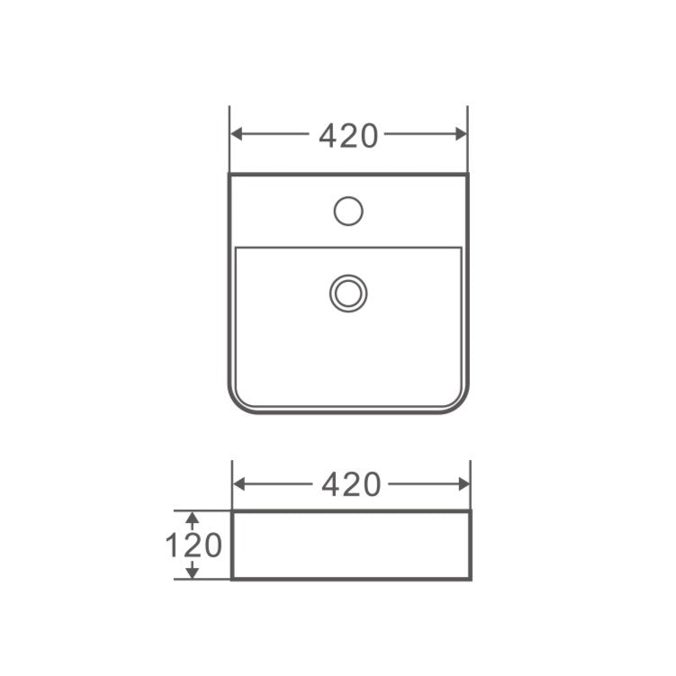 Vento 42M Wall-Hung Square Basin