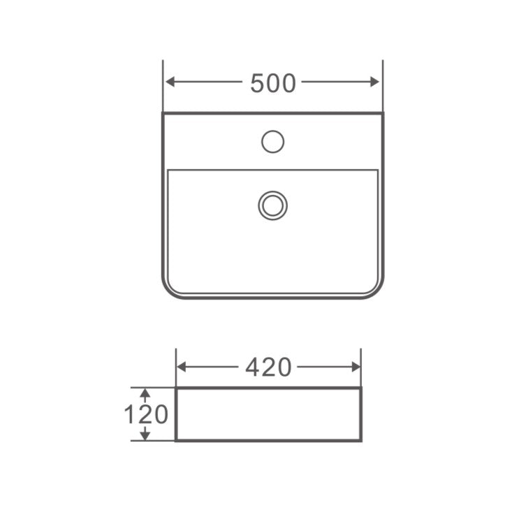 Vento 50M Wall-Hung Rectangular Basin